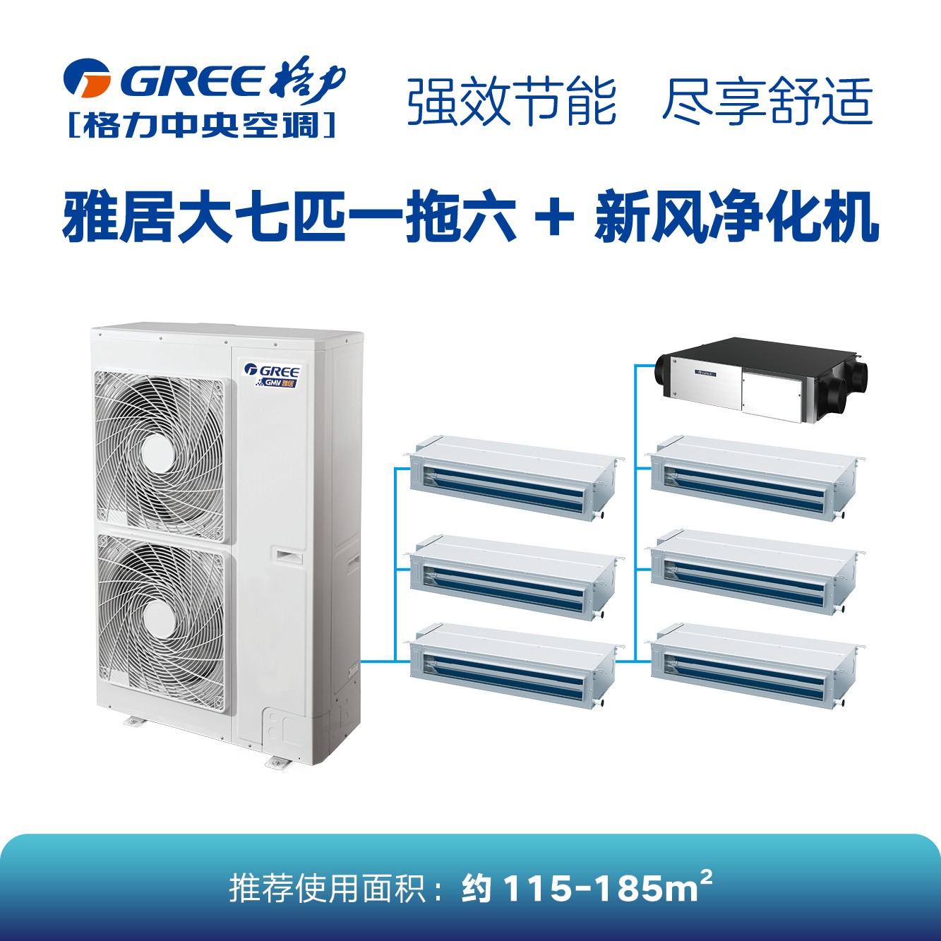 格力家庭中央空調(diào)大七匹一拖六