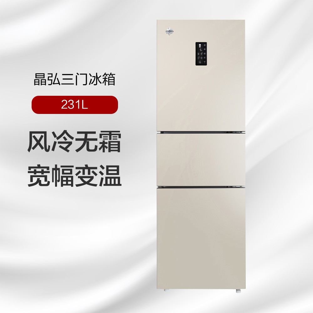 晶弘三門冰箱 231L 風冷養鮮 智慧變溫 BCD-231WETC/時代金